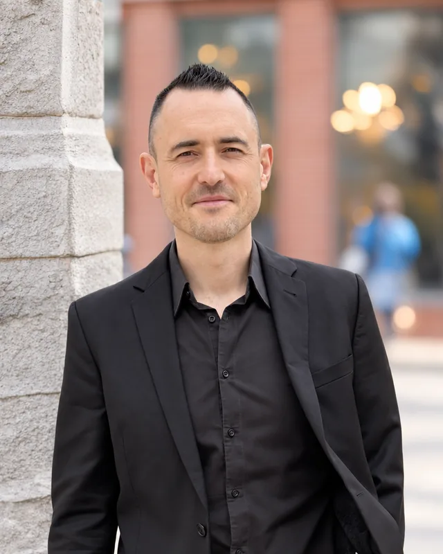 Julien on a street in Old Montreal.